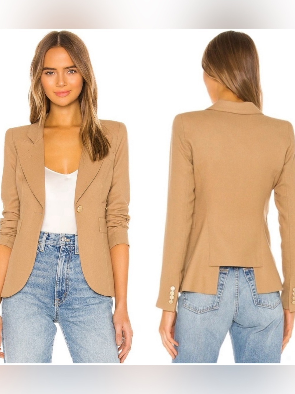 Smythe duchess wool blazer jacket in camel